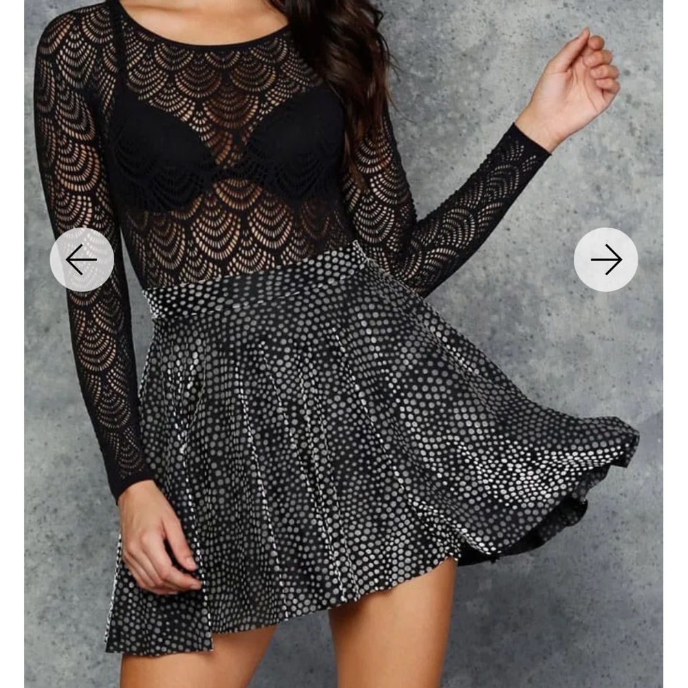 BLACKMILK Burned Velvet Caviar Skater Skirt XL